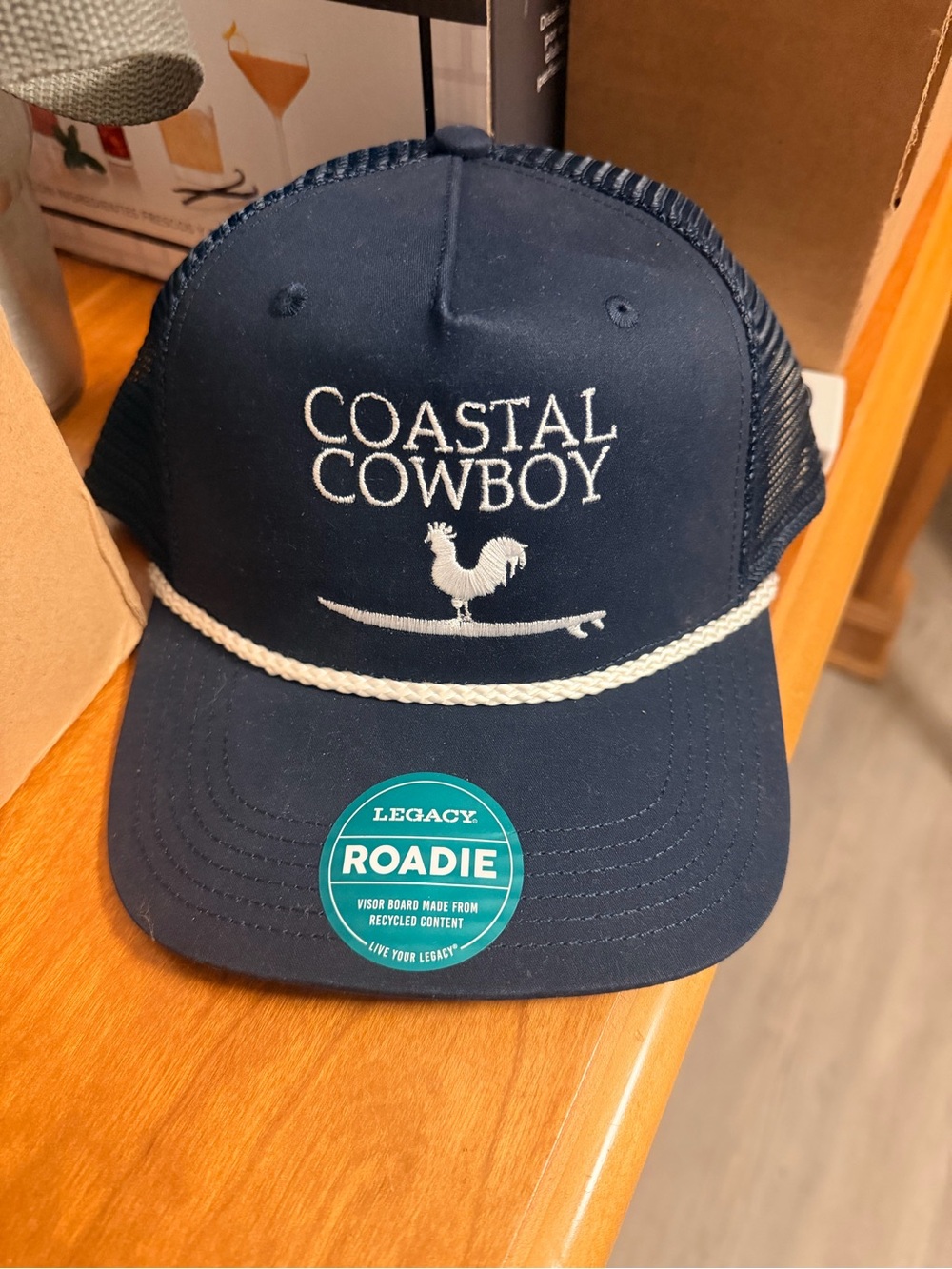 Coastal Cowboy Navy Rope-Front Trucker Hat